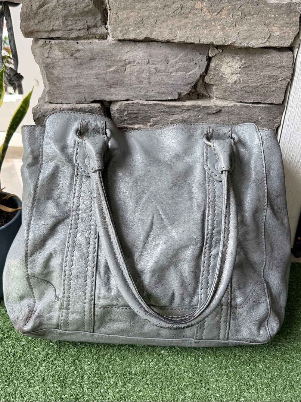 Frye Melissa Tote Ice Grey Leather Women’s Shoulder Bag